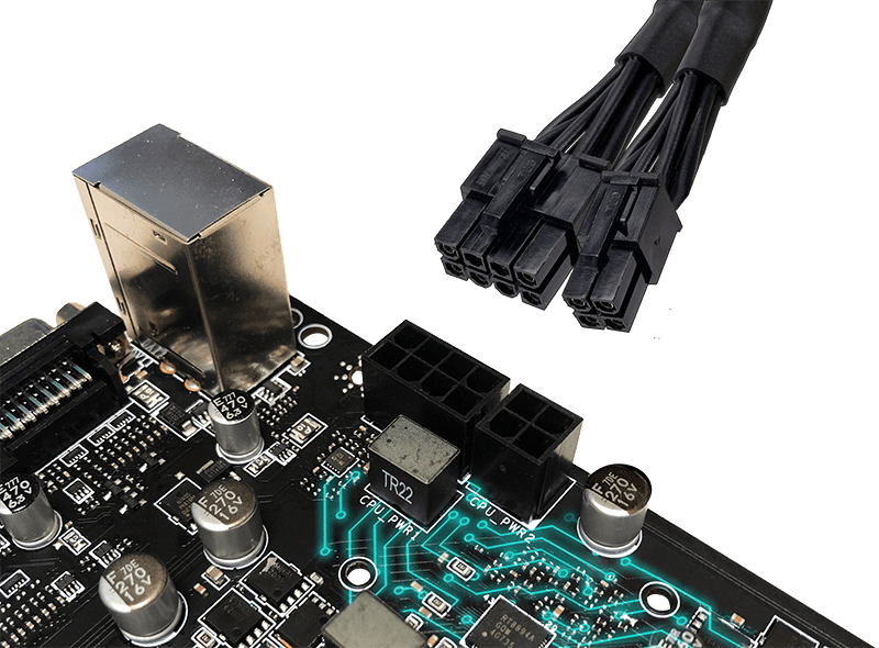 Connecteurs d'alimentation CA MSI B450 Gaming Pro Carbon